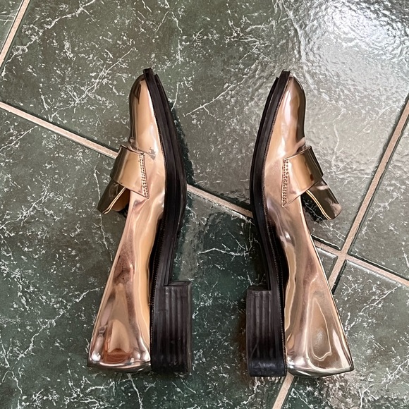 Silver shiny loafers Zara size 37 - Picture 2 of 6